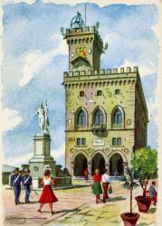 San Marino, Piazza del Liberta, Postkarte 1950er Jahre